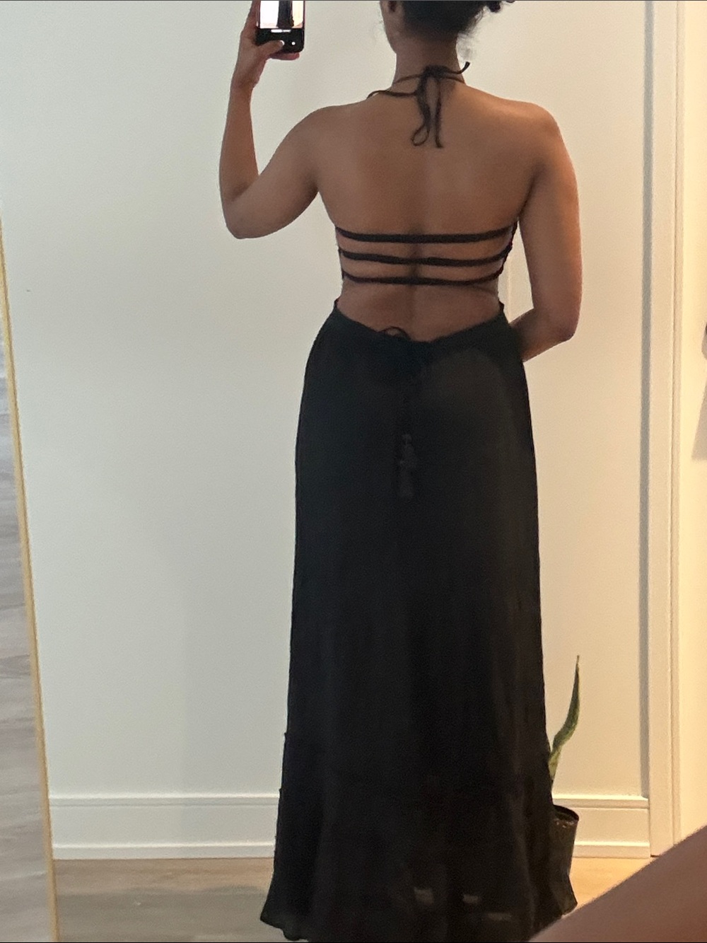 Black Strappy Back Maxi Dress - Women
